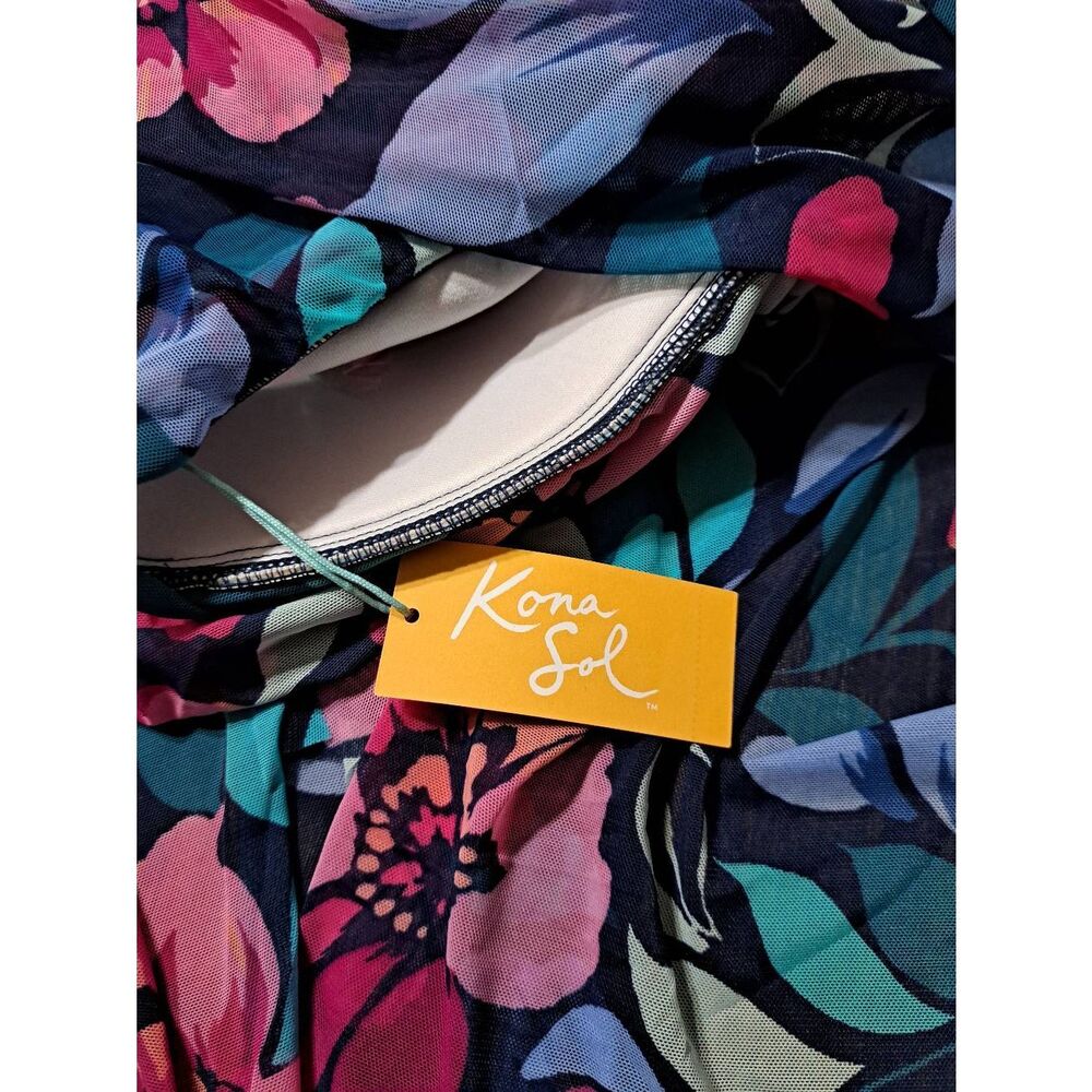 New Medium Size 8 10 Kona Sol Floral Tankini Swimsuit Bathing Suit Top NWT - Picture 9 of 10